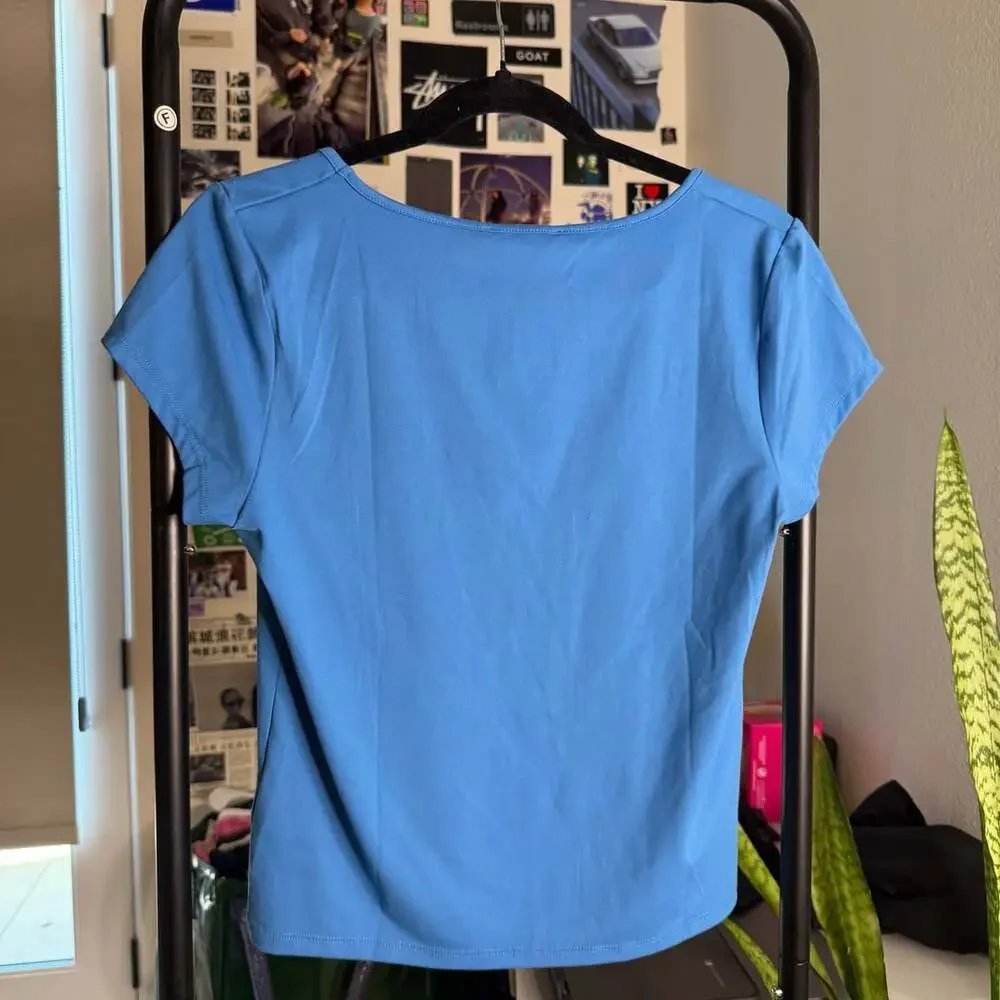 Cotton On Hold Me Tee Size XL Blue Scoop Neck Short Sleeve